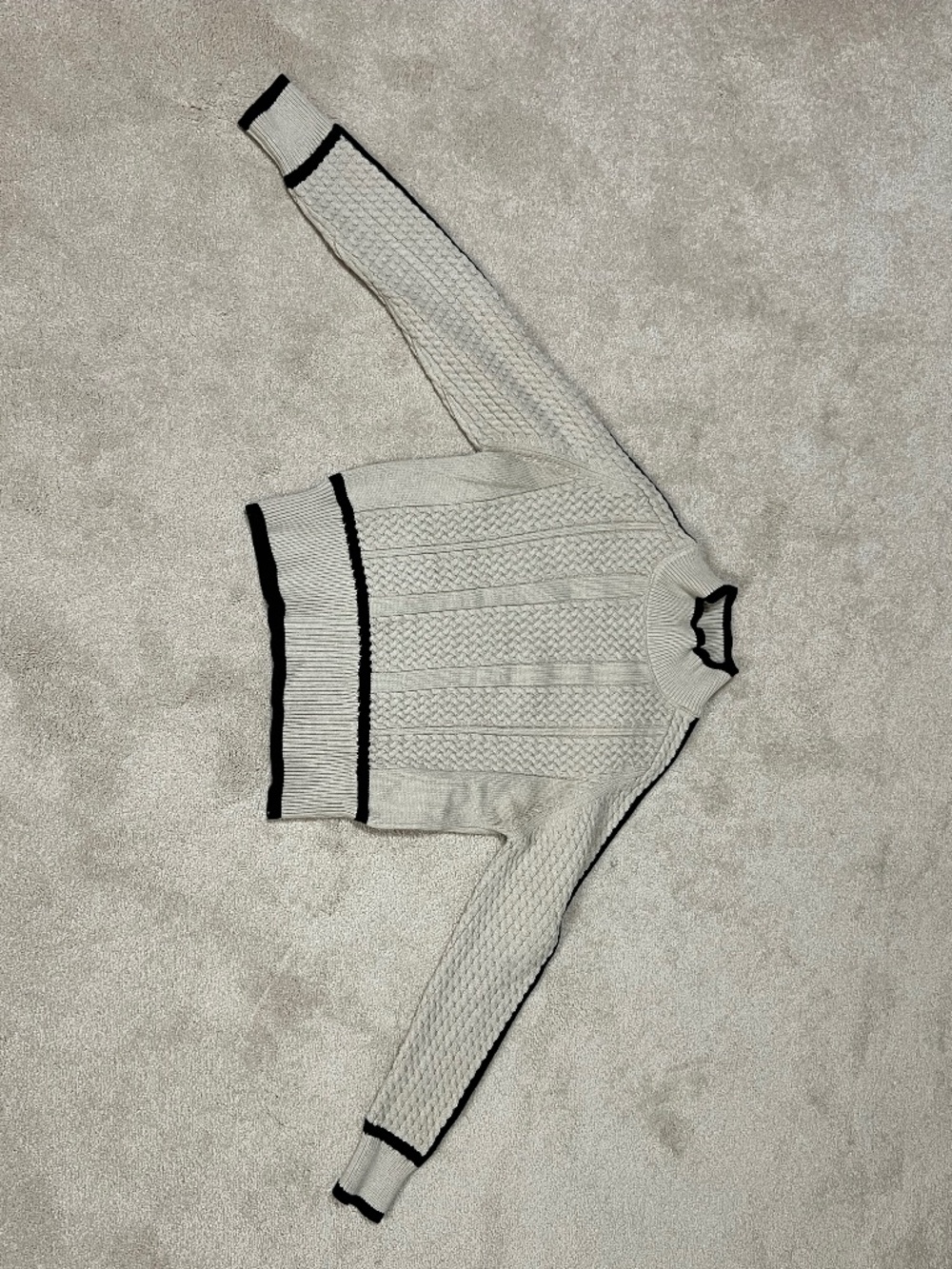 Déluc Cream Knit Sweater with Black Trim — Size S